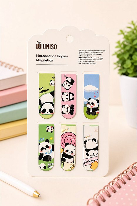 Kit marcador de Página Magnético Capivara e Panda – 6 Unidades – UNISO