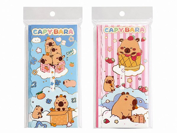 Caderneta de Post-it Capybara – Bloco Adesivo com Marcadores
