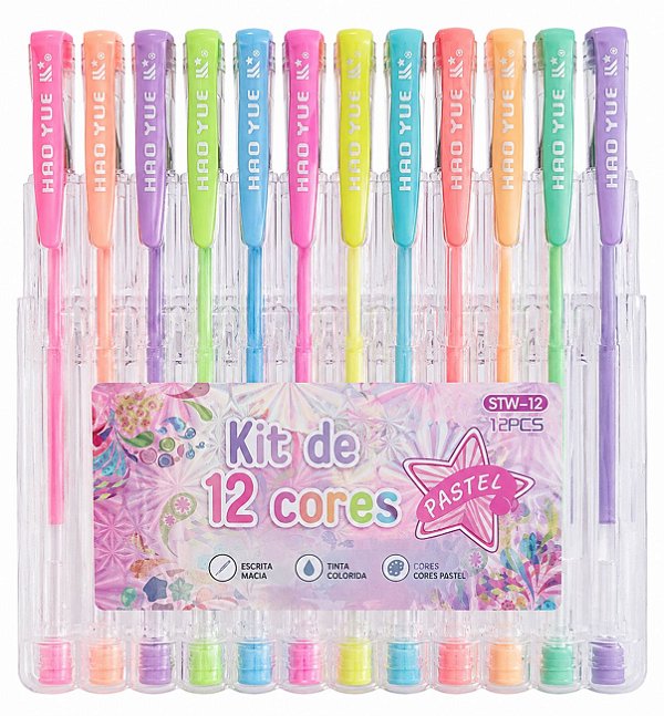 Kit Canetas Coloridas 12 Cores