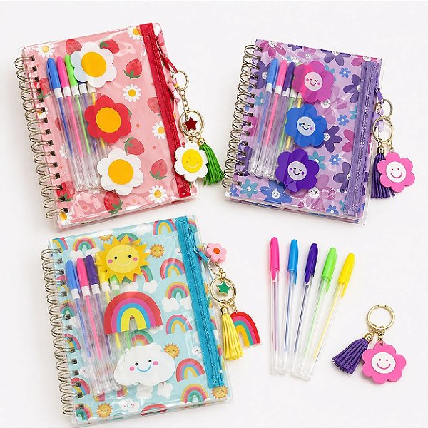 Caderno com Estojo e Canetas Floral – UND