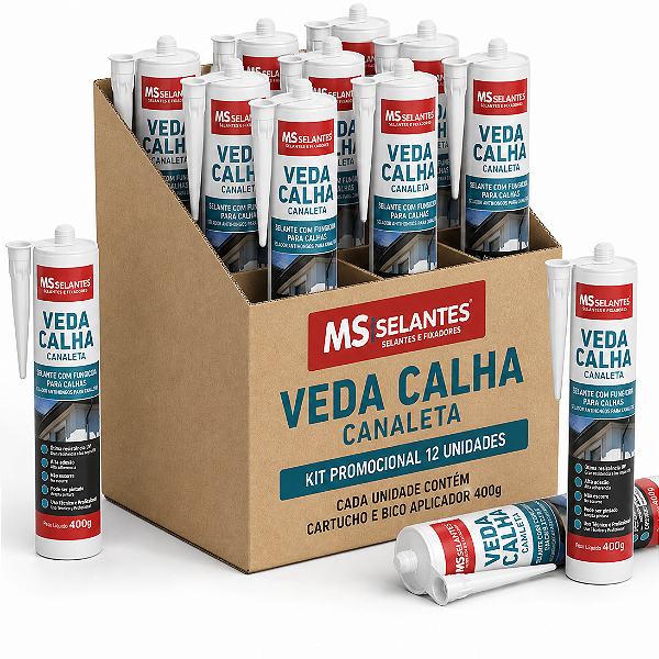 KIT 12 CARTUCHO VEDA CALHA CINZA 400GR