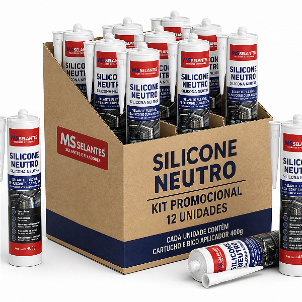 KIT 12 CARTUCHO SILICONE NEUTRO PRETO 280 GR
