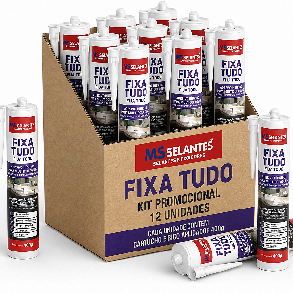 KIT 12 CARTUCHO FIXA TUDO CINZA 400 G