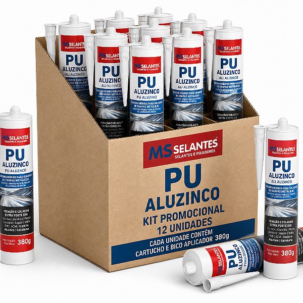 KIT 12 CARTUCHO ALUZINCO CINZA 380G MS SELANTES