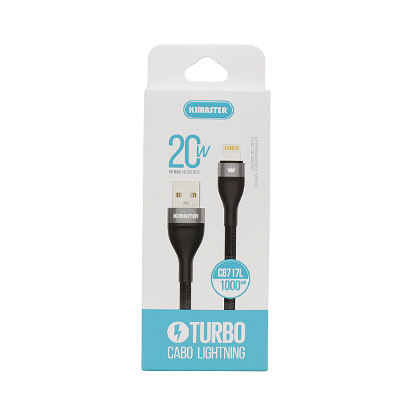 Cabo Kimaster USB p/ Lightning 5A 20W Ultra Resistente 1m - CB717L