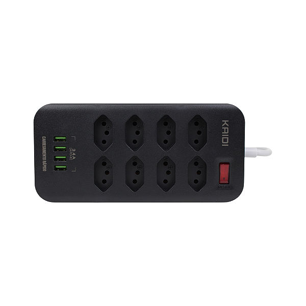 Extensor Elétrico c/ 8 Tomadas e 4 Entradas USB 2m (KD602)