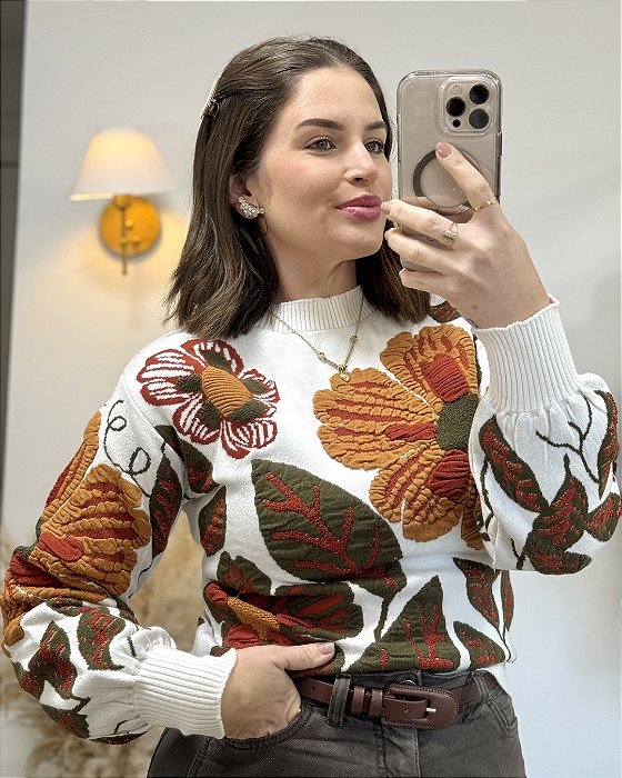 Suéter Cashmere Jheni | Alto Relevo Floral