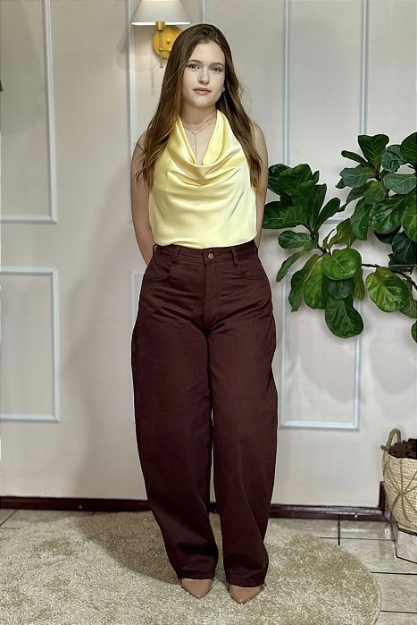 Calça Balloon Cacau - Jeans 100% algodão