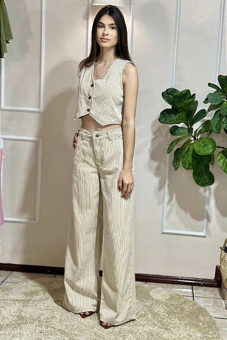 Calça Carol Listras - Wide Leg