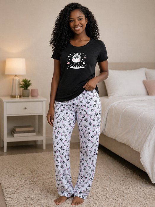 Pijama Feminino Flanelado - Zebra
