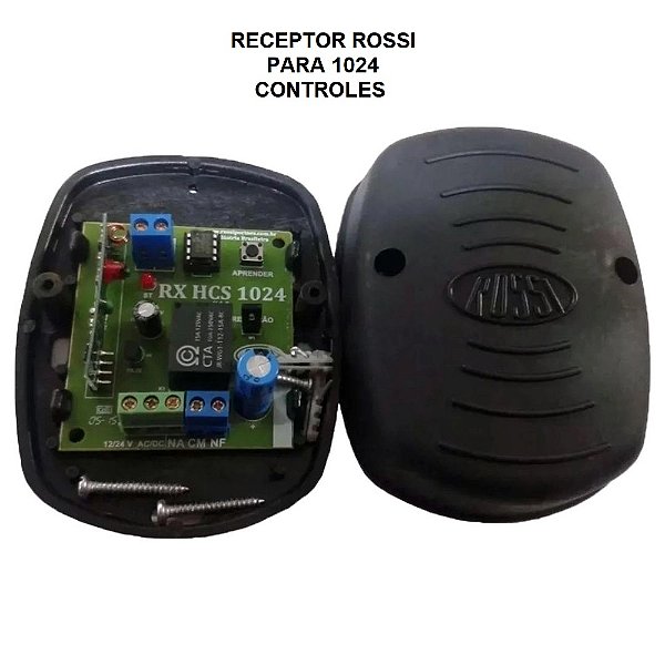 Receptor Rossi Portão Eletrônico RX HCS 1024 433MHz Condomínio 1024 Controles