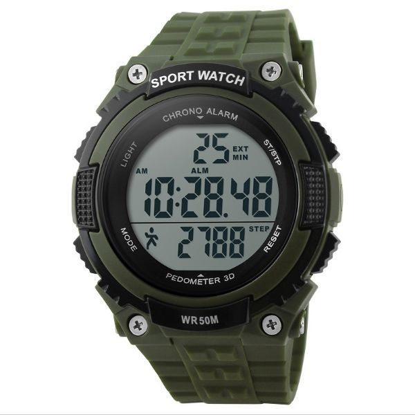 Relógio Pedômetro Masculino Skmei Digital 1112 Verde e Preto