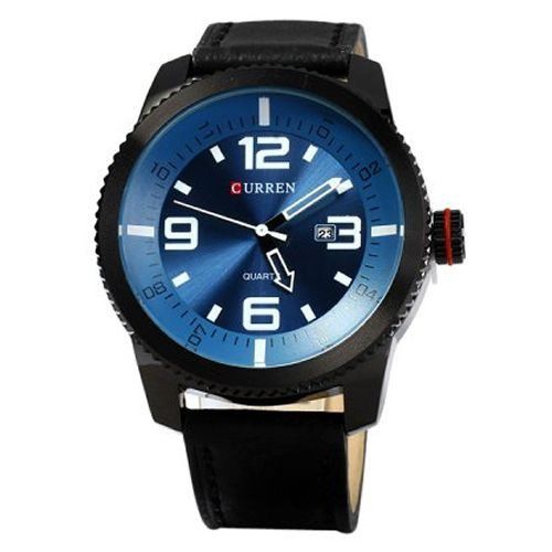 Relógio Masculino Curren Analógico 8180 Preto e  Azul