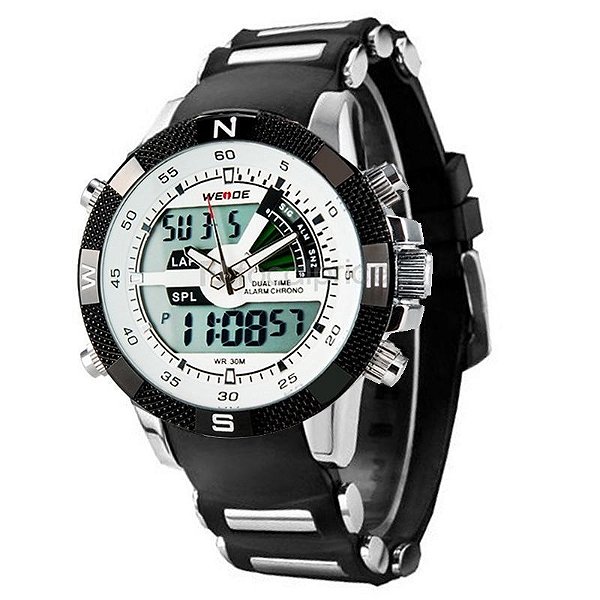 Relógio Masculino Weide AnaDigi Esporte WH-1104 Branco