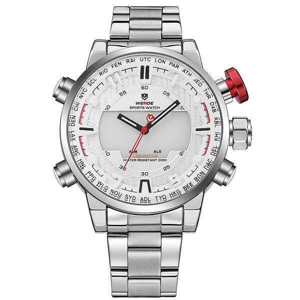 Relógio Masculino Weide Anadigi WH-6402 Branco