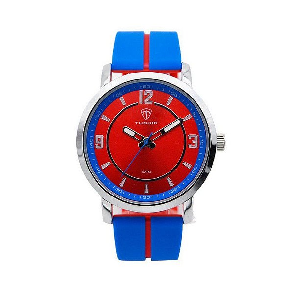 Relógio Masculino Tuguir Analógico 5016 Azul e Vermelho