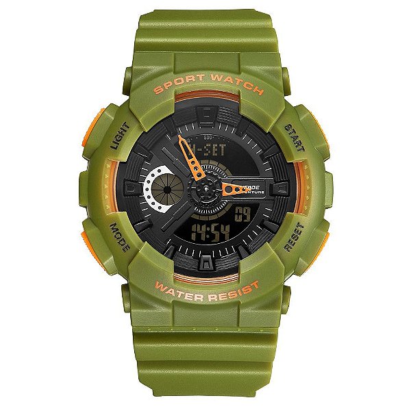 Relógio Masculino Weide AnaDigi WA3J8004 - Verde e Laranja