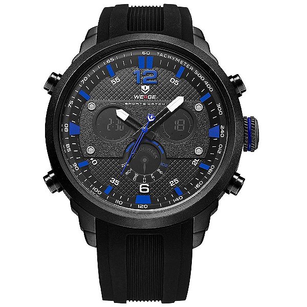 Relógio Masculino Weide AnaDigi wh6303 - Preto e Azul
