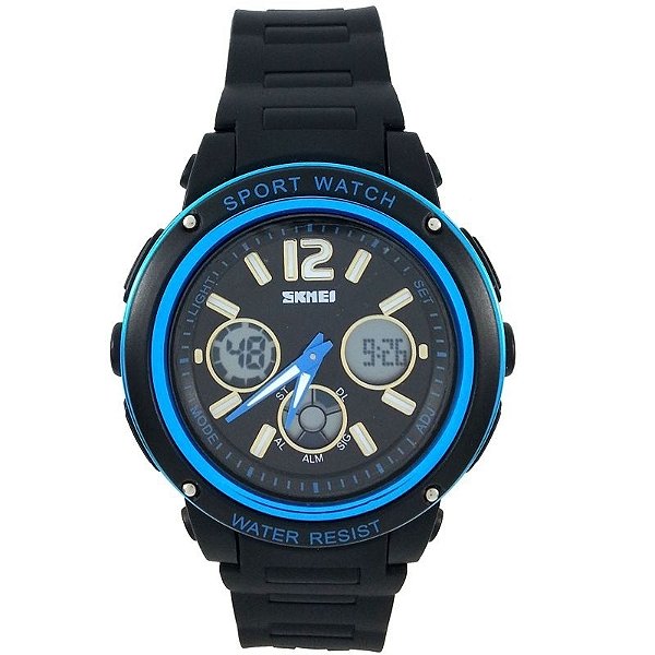 Relógio Masculino Skmei Anadigi 1051 Preto e Azul