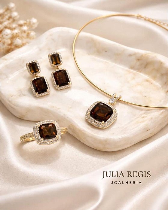 Conjunto Luxo Café Imperial Banhado a Ouro 18k