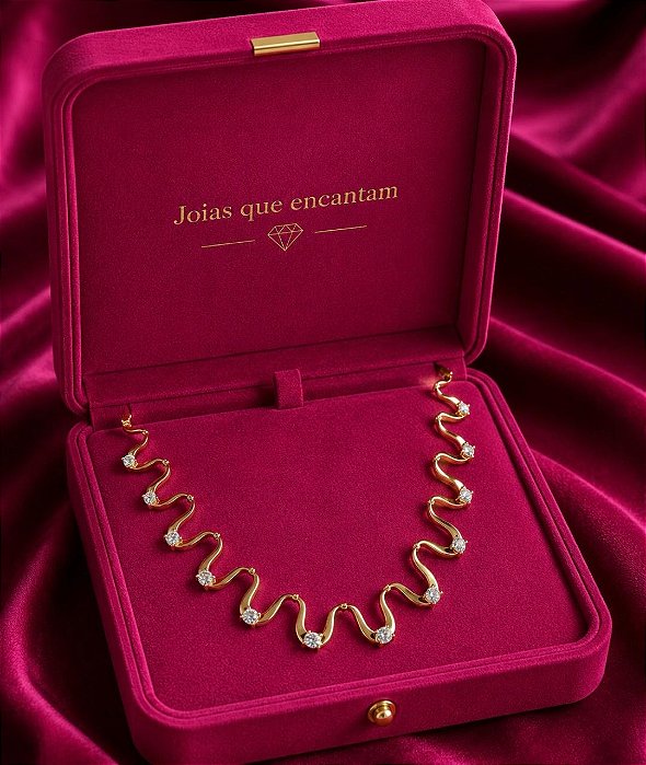 Colar Luxo Alta Joalheria Banhado a Ouro 18k