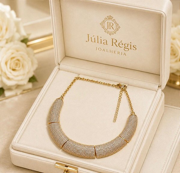 Aro Luxo Bella Cravejado Banhado a Ouro 18k