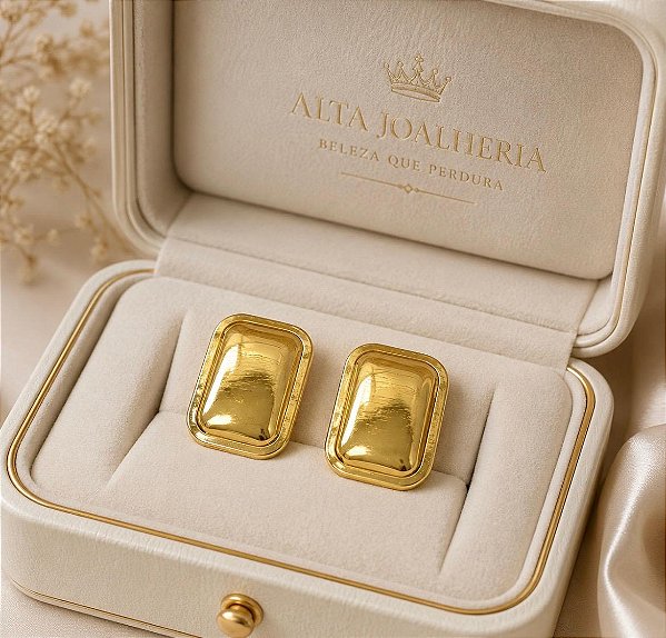 Brinco Maxi Orgânico Liso Banhado a Ouro 18k