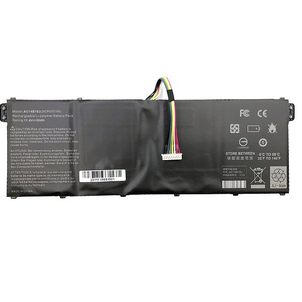 Bateria para Acer ES1-511, ES1-512, ES1-572 11.4V 36Wh AC14B18J