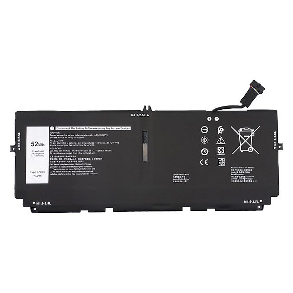 Bateria para Dell XPS 13 9300 9310 9380 7.6V 52Wh (Type 722kk)