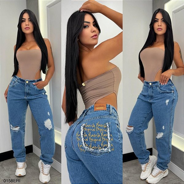 CALÇA MOM/BORDADO PIMENTA ORIGINAL