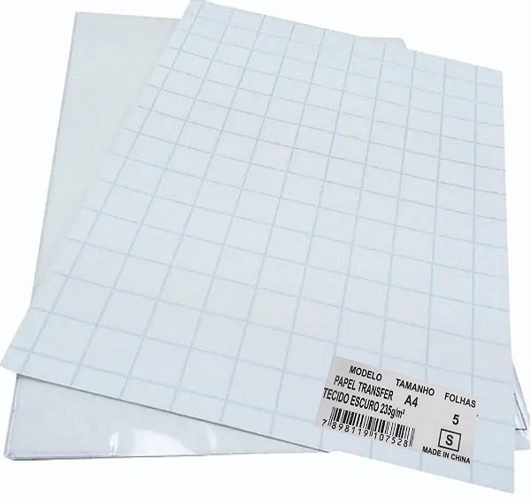Papel Transfer para tecidos escuros 160 g Pcte 5 folhas