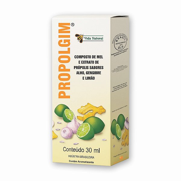 Propolgim | Composto de Mel e Extrato de Própolis - Sabores Alho, Gengibre e Limão | 30ml