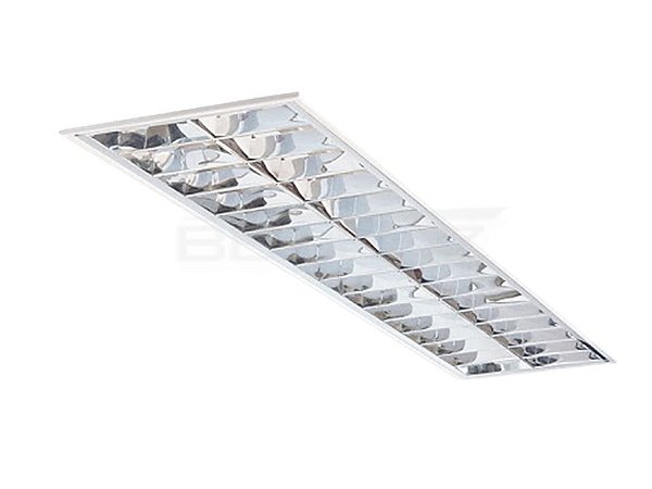 Luminária Comercial 2x32x36/40W De Embutir Com 10 Aletas Branca Com 26 cm de Largura
