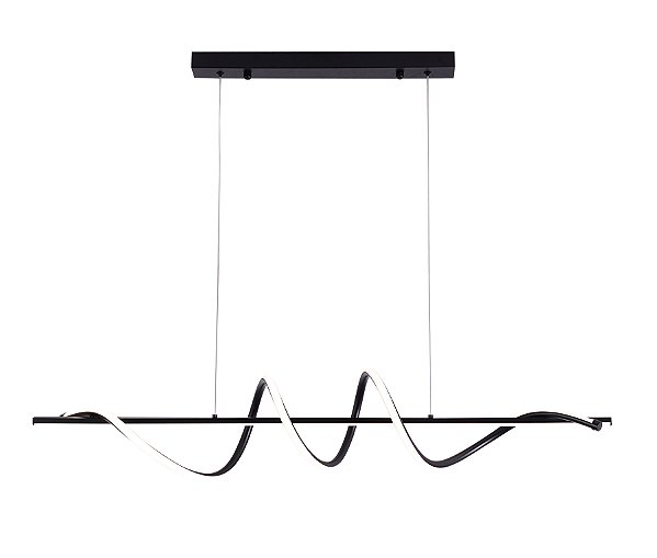 Pendente de Teto LED 36W 2700lm Três Temperaturas de Cor Bivolt Metal Preto e Silicone com Cabo de 1,5m