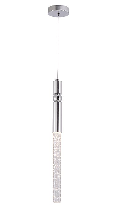 Pendente de Teto LED 5W 375lm 3000K Bivolt em Metal Cromado e Cristal com Cabo de 2m