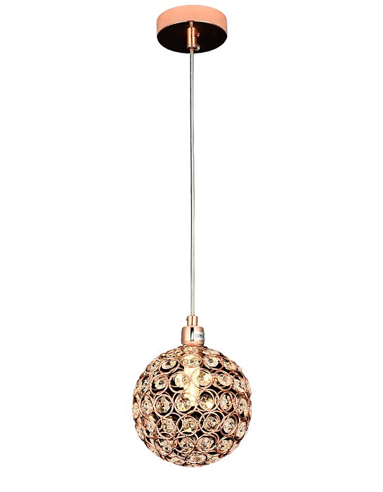 Pendente de Cristal Rosé 12cm para 1 Lâmpada G9 Bivolt com Cabo de 1,5m