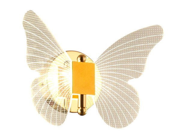 Arandela Borboleta 17×15cm 6W 3000K Bivolt Metal Dourado e Acrílico
