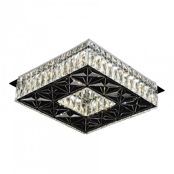 Plafon LED 28CM 20W 3000K Bivolt Inox Cromado e Cristal Transparente