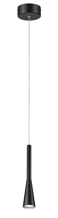 Pendente LED 5×28CM 6W 3000K 300LM Bivolt Metal Preto e Acrílico com Cabo de 1,5M