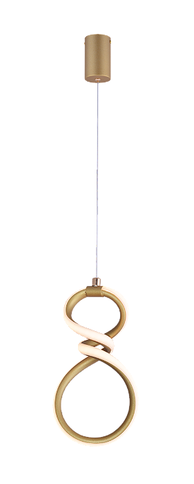 Pendente LED 16W 1120LM 3000K Bivolt Metal Dourado e Silicone com Cabo de 2M