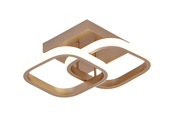 Plafon LED de Sobrepor 24×22cm 22W Multitemperatura 1650lm Bivolt Alumínio Dourado e Silicone