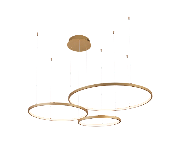 Pendente LED 112W 7840LM 3000K Bivolt Alumínio Dourado e Silicone com Cabo de 4M