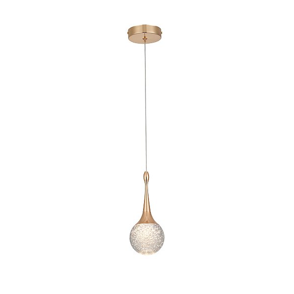 Pendente de Cristal Dourado 10x20cm 5W 3000K Bivolt com Cabo de 1,5m