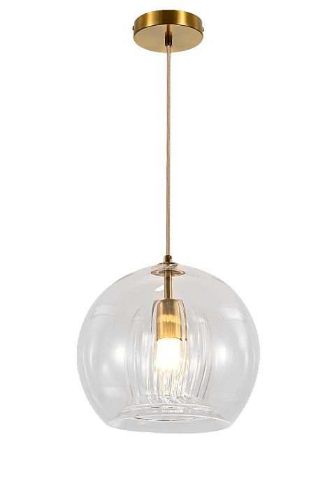 Pendente 25CM E27×1 Metal Bronze+Vidro Transparente Cabo:1M