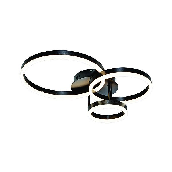 Plafon LED Luz Direta 56W 4200LM 3000K Bivolt Metal Preto e Acrílico 20×30×40CM