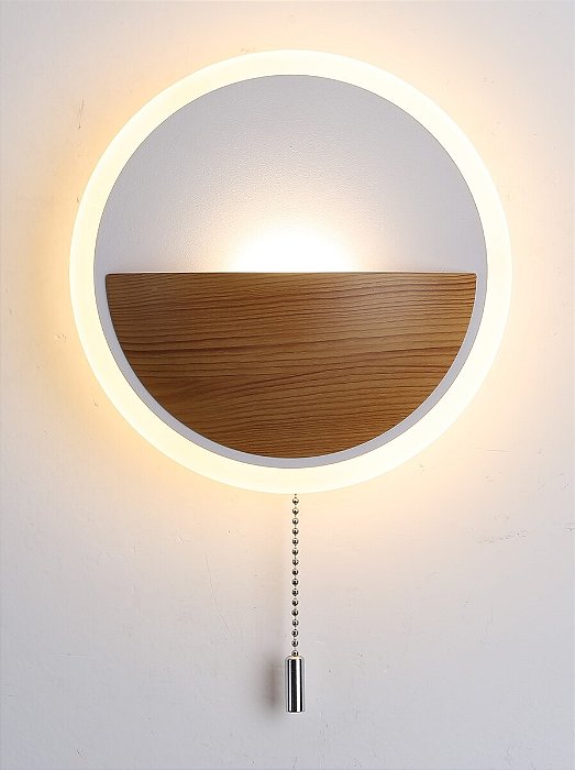 Arandela de Parede LED 15cm 10W 3000K 800LM Bivolt em Metal Palha e Acrílico
