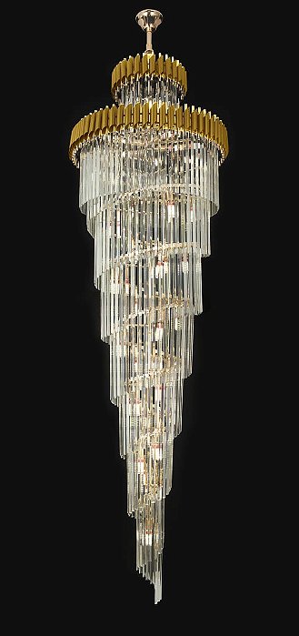 Pendente de Cristal Dourado para 34 Lâmpadas E14 80×250cm