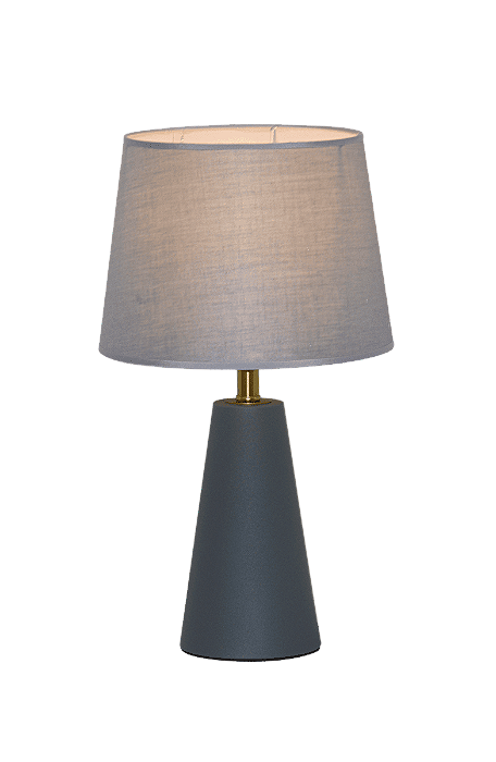 Abajur de Mesa Cinza com Cúpula de Linho e Base de Metal E27 25x43CM com Cabo de 1,5M