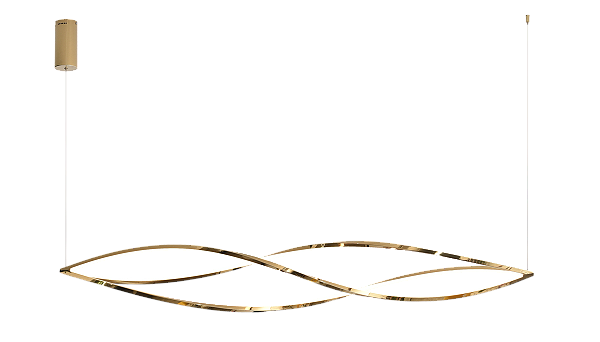 Pendente LED Inox Dourado 20x157CM 65W 6500LM 3000K Bivolt com Cabo de Silicone de 2M