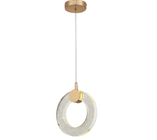 Pendente LED 15CM 6W 3000K Bivolt Metal Dourado e Cristal com Cabo de 1,5M